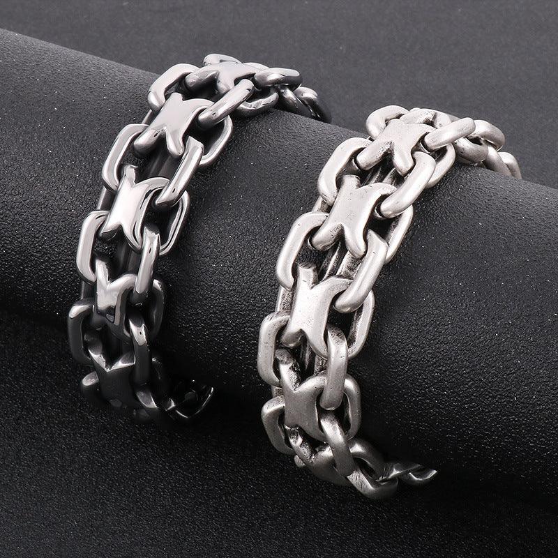 Heavy Motorcycle Double Link Chain Fashional Retro Strong Man Bracelet Gift - CIVIBUY