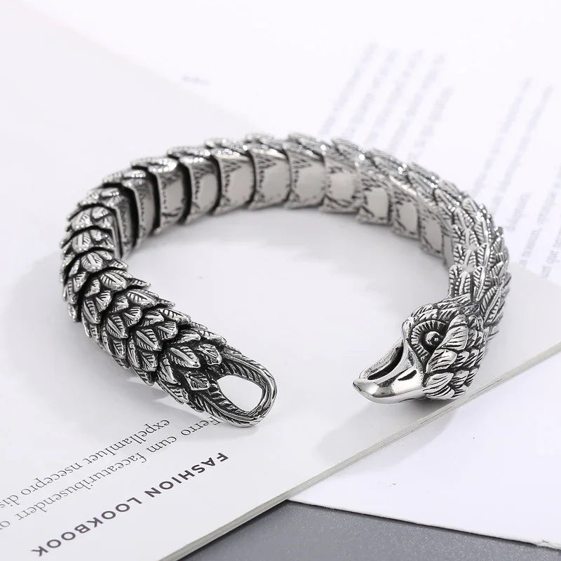 Eagle stainless steel heavy bracelet for men biker style bracelet - CIVIBUY