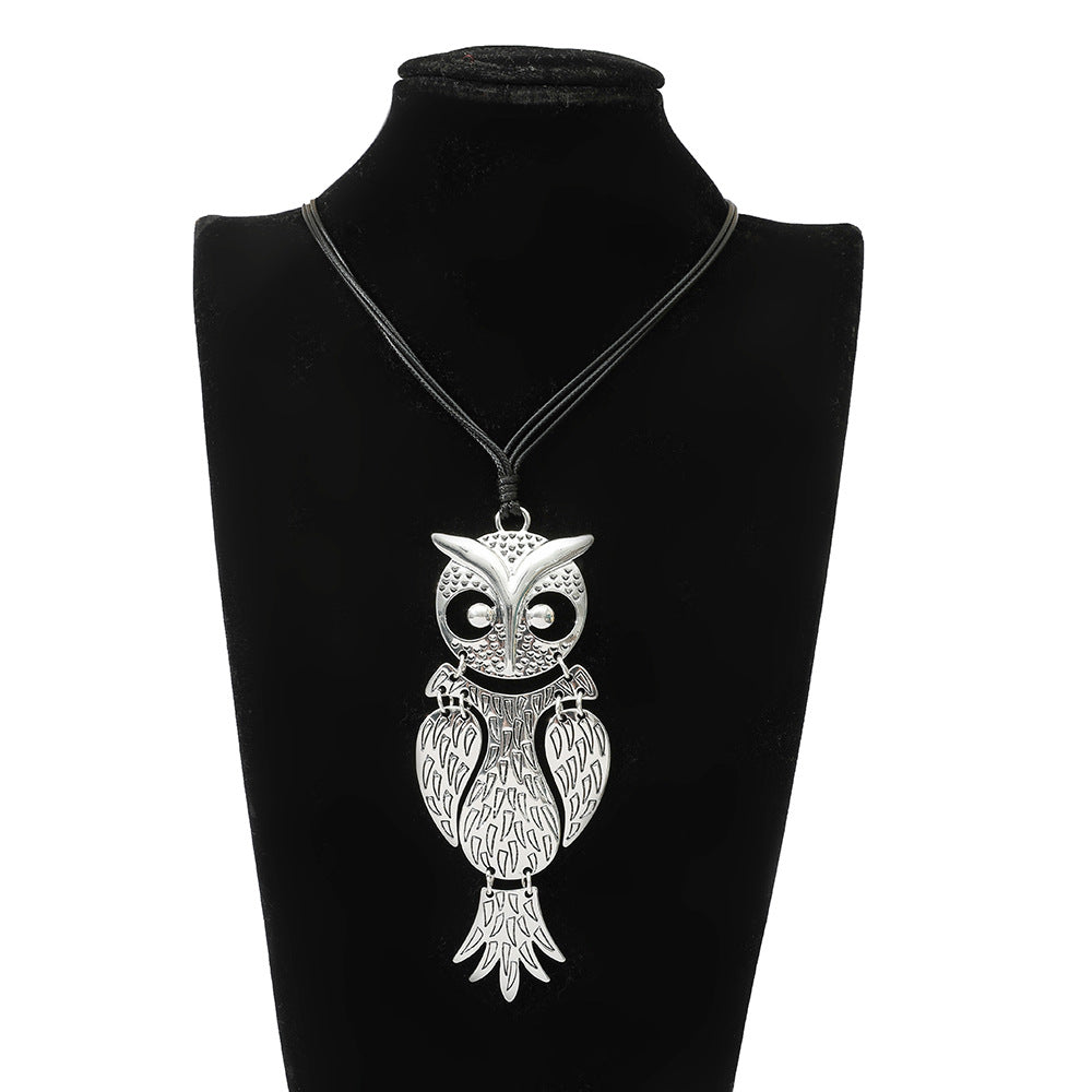 Articulated Owl Pendant Necklace Pendant-Sterling silver long chain - CIVIBUY