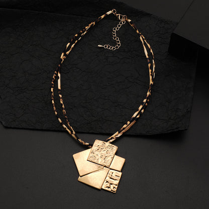 Women Chain Necklace Gold Plated Rectangular Pendant Necklace Mountain Card - CIVIBUY