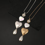 Gold Heart Pendant Necklace Tri Color Heart Charm Necklace - CIVIBUY