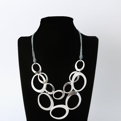 Sterling Silver Double Strand Circles Necklace - 17” Length by Silver Standard Jewelry - CIVIBUY