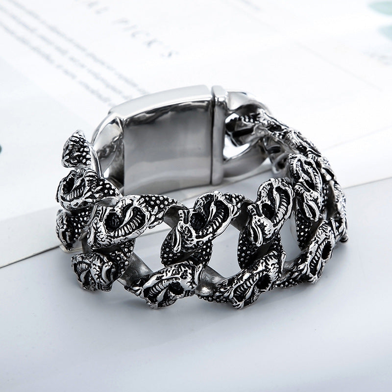 Crusoe Bracelets For Men skull steel bracelet - CIVIBUY