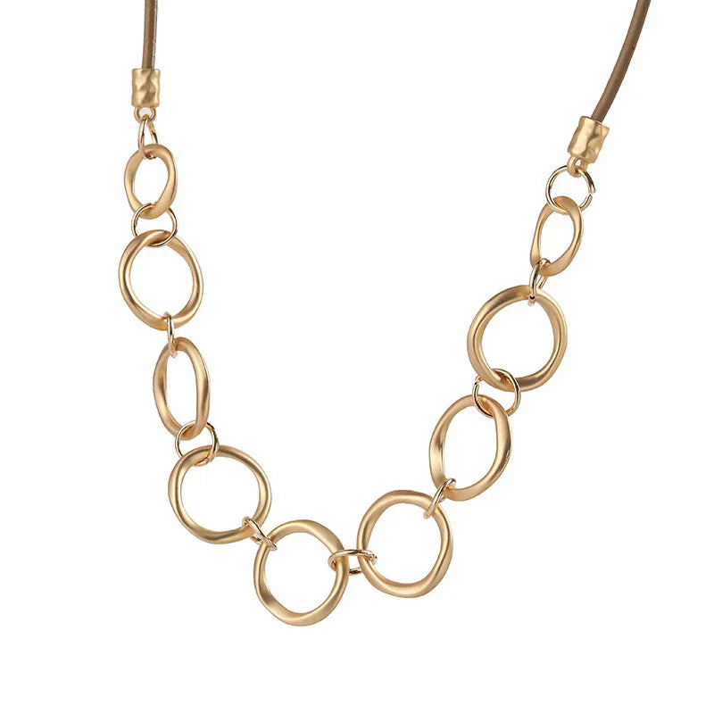 14K Gold Plated Oval Circle Elegant Delicate Neck Jewelry Lightweight for Women Girls Ladies - CIVIBUY