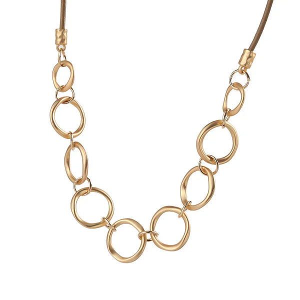 Lange 32-inch Double Circle Link ketting Rhodium op Sterling Zilver