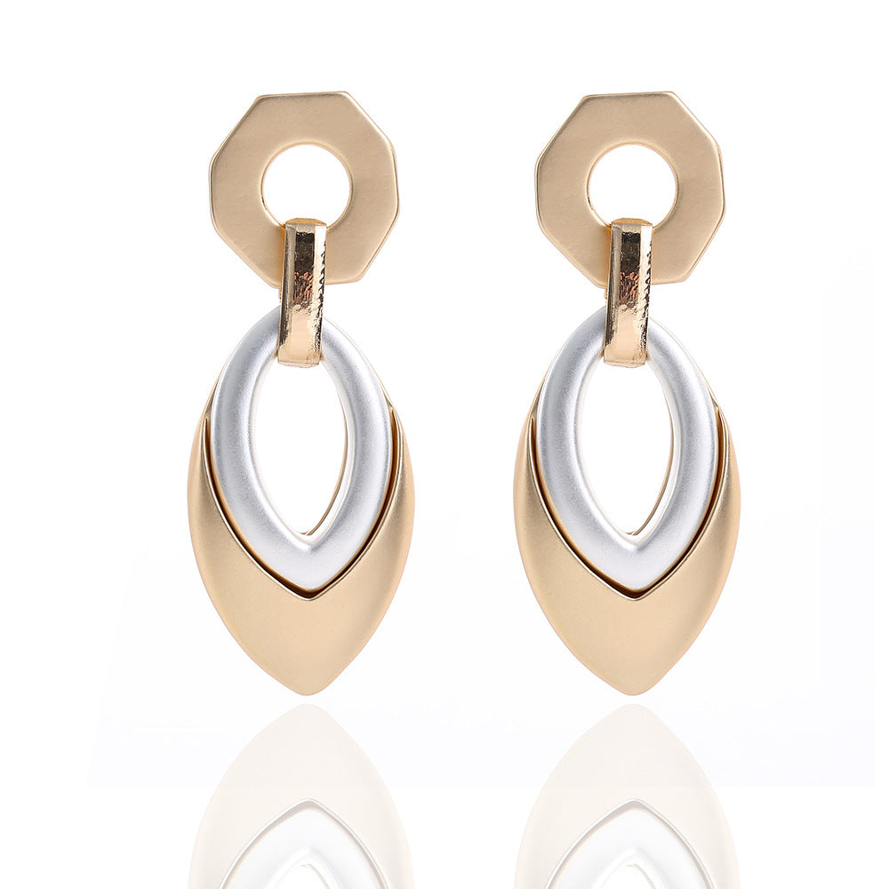 Contemporary Almond Shaped Gold Tone Hoop Earrings - Lightweight Alloy - CIVIBUY