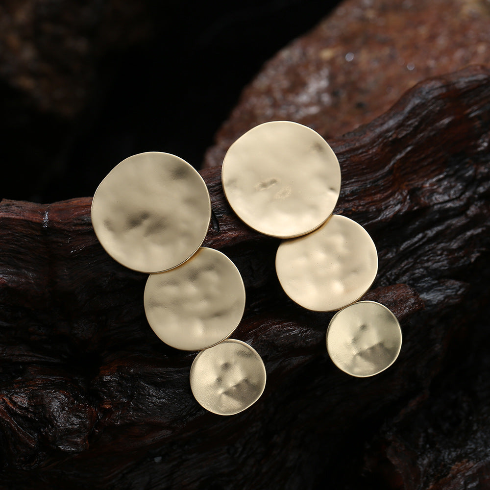 matte silver gold or multi colored three circle earrings - CIVIBUY