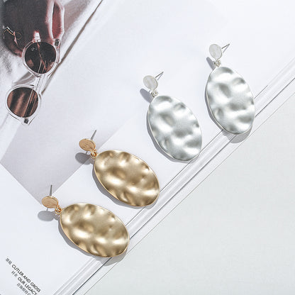 Gold Tone Organic Oval Drop Earrings - CIVIBUY