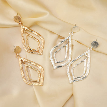 Gold Plated Boho Chandelier Earrings Filigree Cut-Out Dangle Drop - CIVIBUY