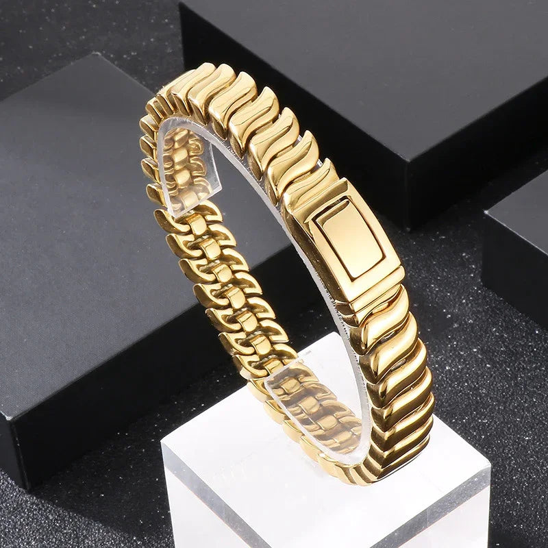 Cuba stainless steel heavy bracelet for men biker style bracelet D4-K - CIVIBUY