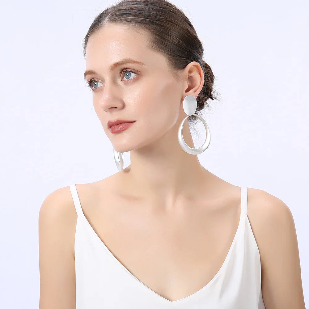Matte Gold Silver Geometric Harmmered Clip On Earrings for Women Long Tear Drop Clip【buy 1 get 1】 - CIVIBUY