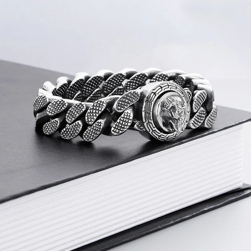 Cuba stainless steel wolf bracelet for men wolf style bracelet D4-B - CIVIBUY