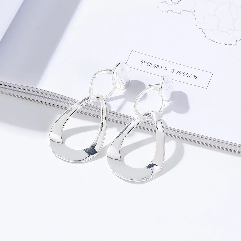 Circle Pendant Hanging Earrings - Vintage Gold & Silver Tone Gothic Jewelry Accessories for Women - CIVIBUY