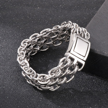 Heavy Motorcycle Double Chain Fashional Retro Strong Man Bracelet Gift 9ST-L - CIVIBUY