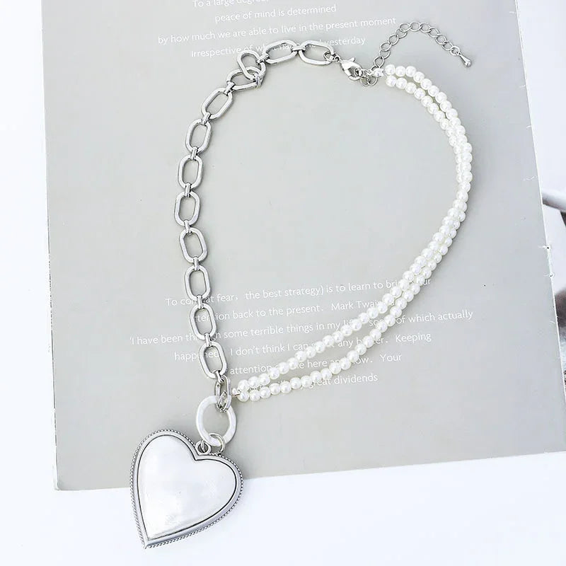 Brand New Envy Jewelry Heart and Pearl Chain Necklace - CIVIBUY