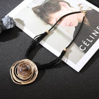 Gold Adjustable Cord Stone Gold Pendant Necklace - CIVIBUY