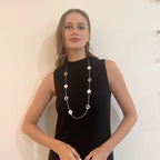 Silver Long Necklaces for Women Fashion Double Layered Sweater Chain - CIVIBUY