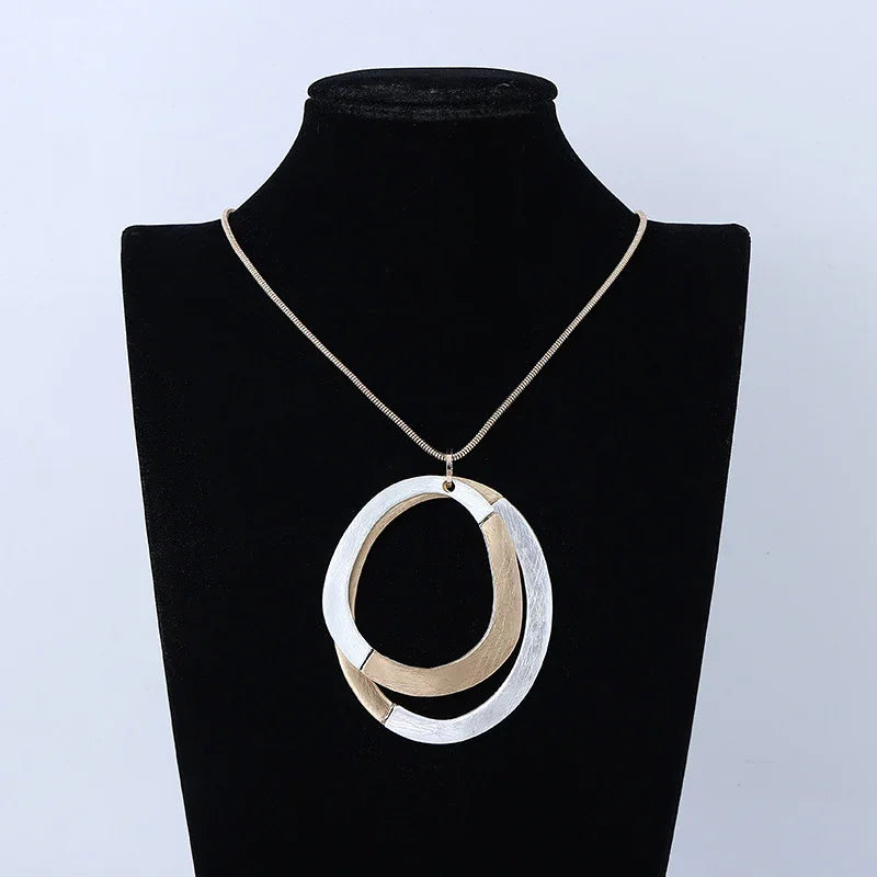 Two Circle Pendant Gold Circle Pendant Gold Round Pendant 18 Inches - CIVIBUY