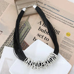 Multilayer Leather Rope Chokers Necklace Elegant Fashion - CIVIBUY
