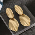 Matte Gold Silver Large Clip On Earrings for Women Statement Earrings - CIVIBUY