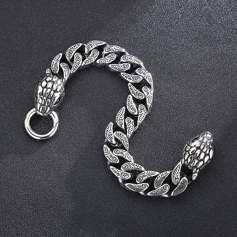 stainless steel bracelet for men snake style bracelet K-6 - CIVIBUY