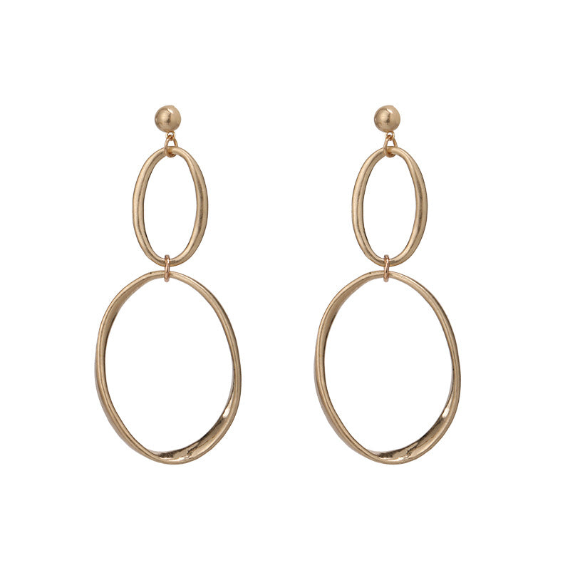matte gold or silver hammered wide cutout odd shaped earrings - CIVIBUY
