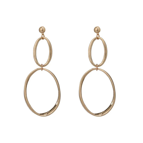 matte gold or silver hammered wide cutout odd shaped earrings【5Pack】
