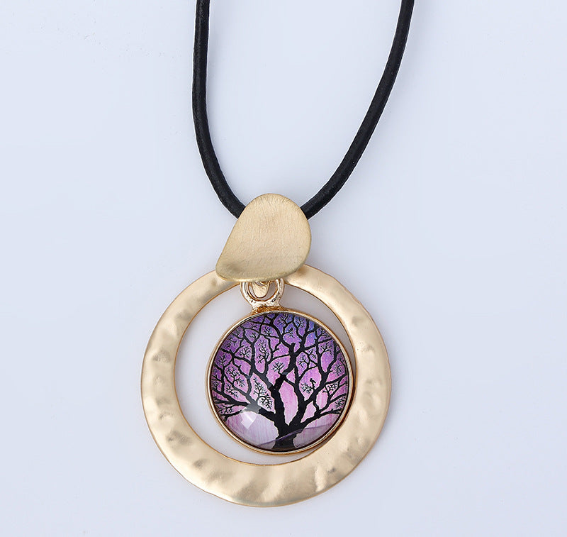 Rainbow Aura Quartz Tree of Life Pendant Necklace Reiki Healing Silver Necklace - CIVIBUY