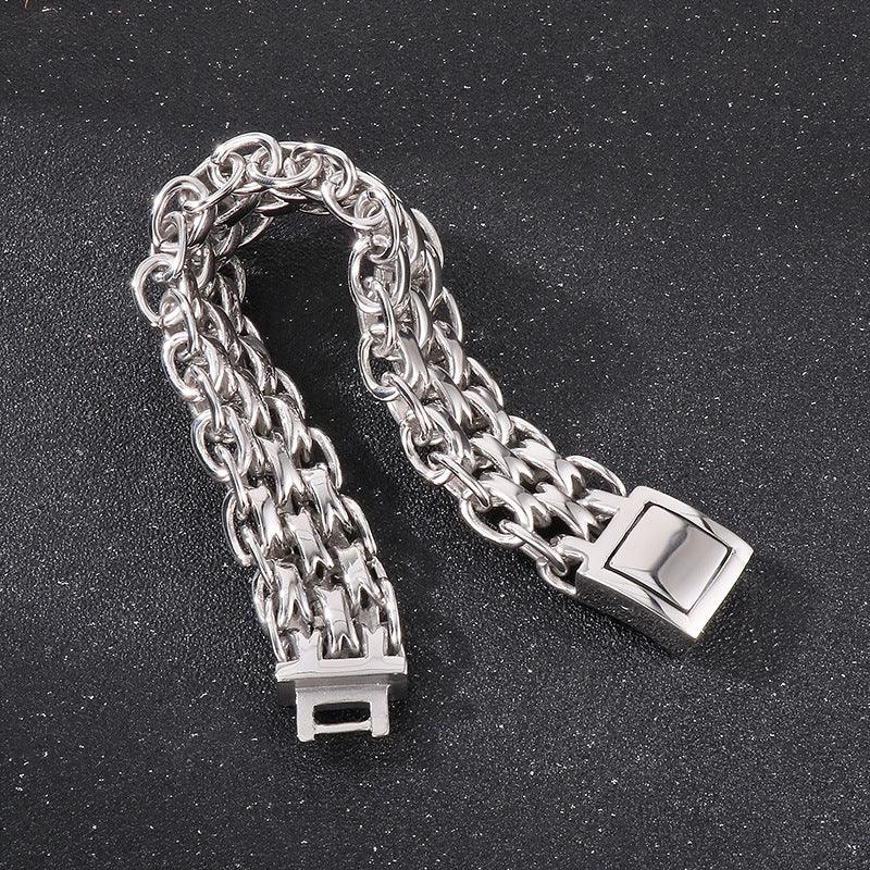 Heavy Motorcycle Double Chain Fashional Retro Strong Man Bracelet Gift 9ST-L - CIVIBUY
