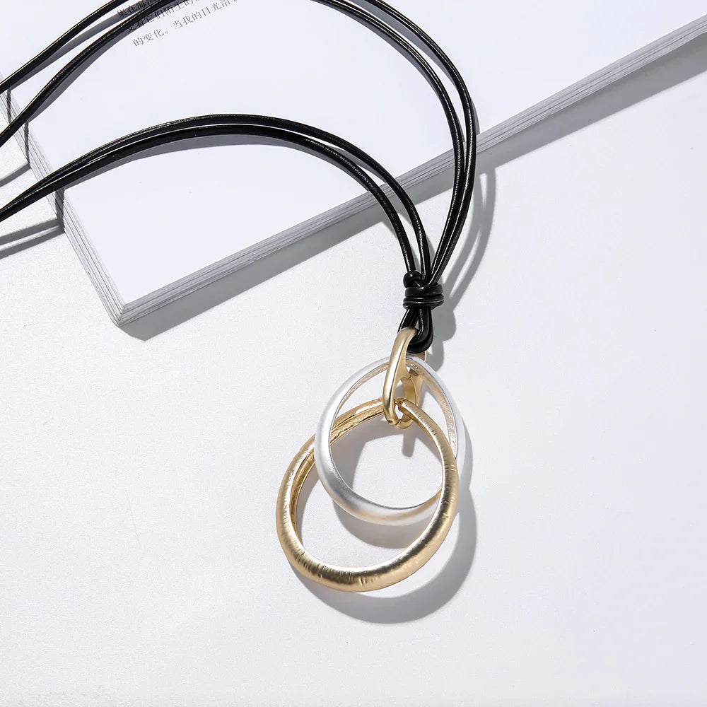 Long Handmade Halo Necklace Pendant-Sterling silver long chain - CIVIBUY