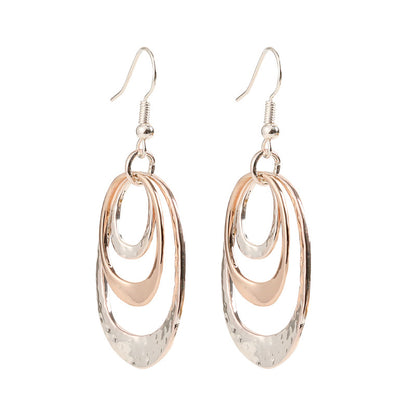 Elegant Daily Rose Gold and Silver Two Tone Multilayer Teardrop Dangle Earrings for Women - CIVIBUY