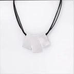 Geometric Matte Silver Leather Necklace - CIVIBUY