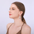 Elegant Daily Rose Gold and Silver Two Tone Multilayer Teardrop Dangle Earrings for Women - CIVIBUY