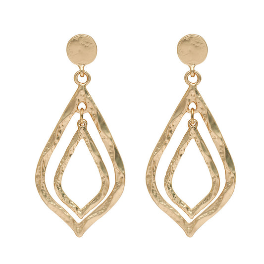 Gold Plated Boho Chandelier Earrings Filigree Cut-Out Dangle Drop - CIVIBUY