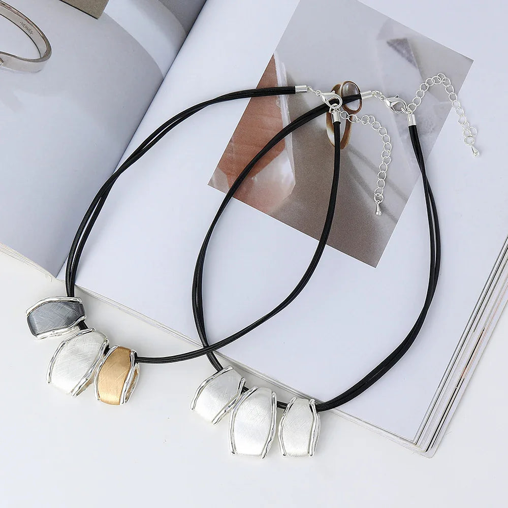 Trend Geometric Necklace Irregular Metal Pendants Necklace for Women - CIVIBUY