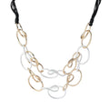 Vintage Daisy Fuentes Gold Silver & Black Tone Oval Hoops Chain 18" Necklace - CIVIBUY