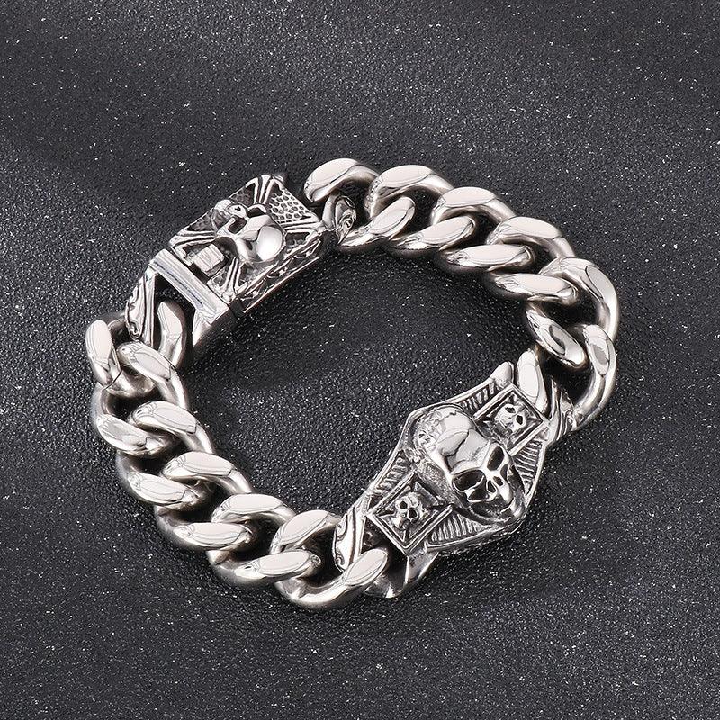 Skull Stainless Steel Viking Chain Heavy motor Wristband Men's Bracelets - CIVIBUY