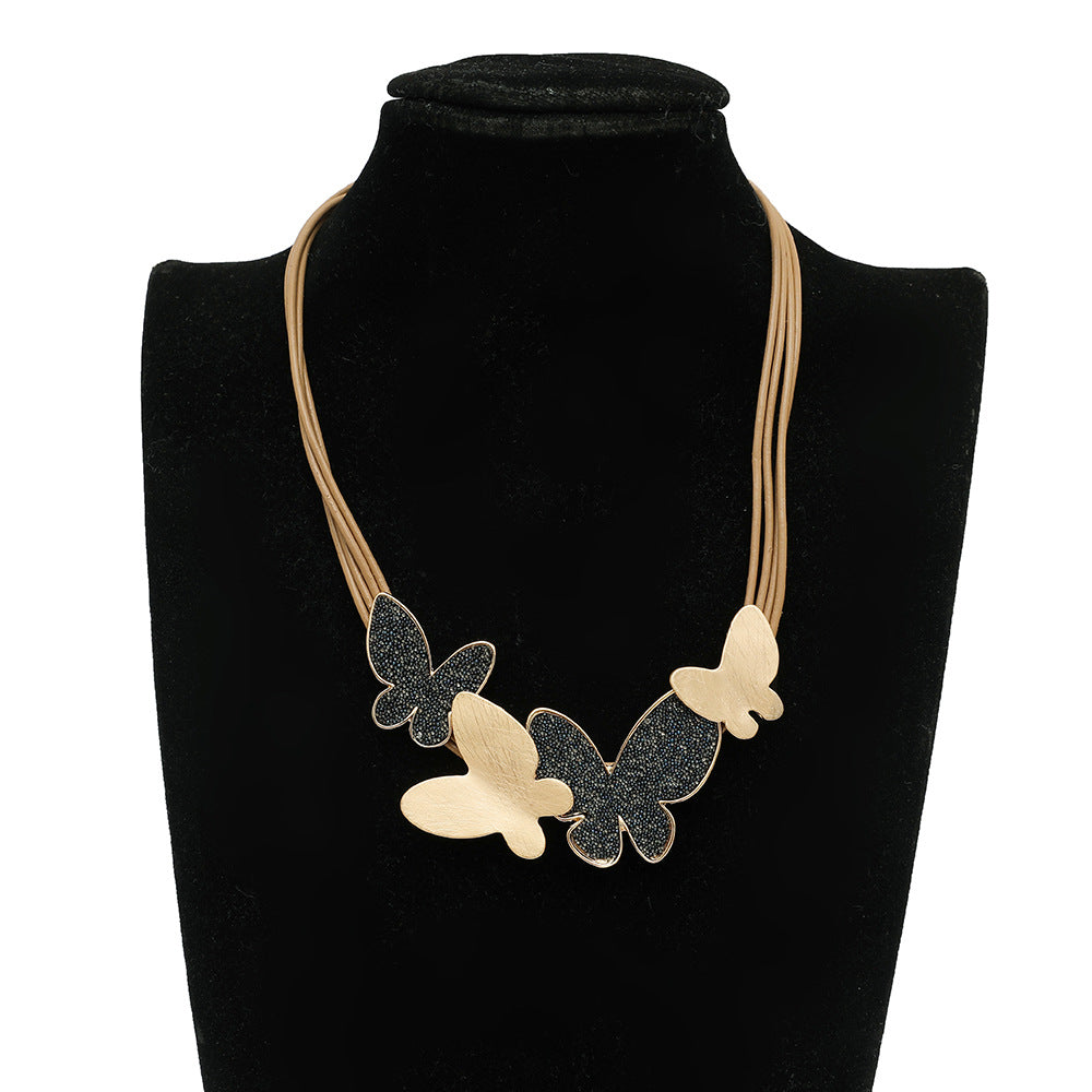 Sparkly Cute Butterfly Choker Necklace for Women Gold Silver Collarbone Chain Women Choker Jewelry - CIVIBUY