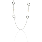 Long 32-inch Double Circle Link Necklace Rhodium on Sterling Silver - CIVIBUY