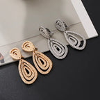 Gold and Wave Drop Earrings - CIVIBUY