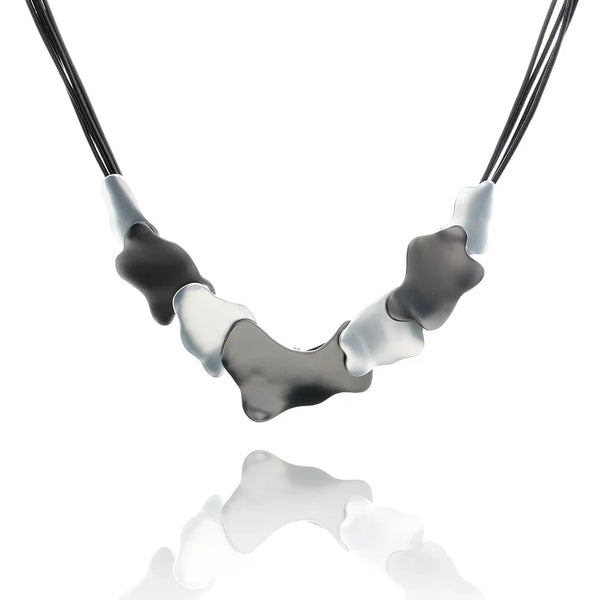 Sterling Silver and metal Concave Disc Collar Necklace 【5Pack】