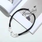 Black Leather Chokers chunky Necklace for women pendant Jewelry - CIVIBUY