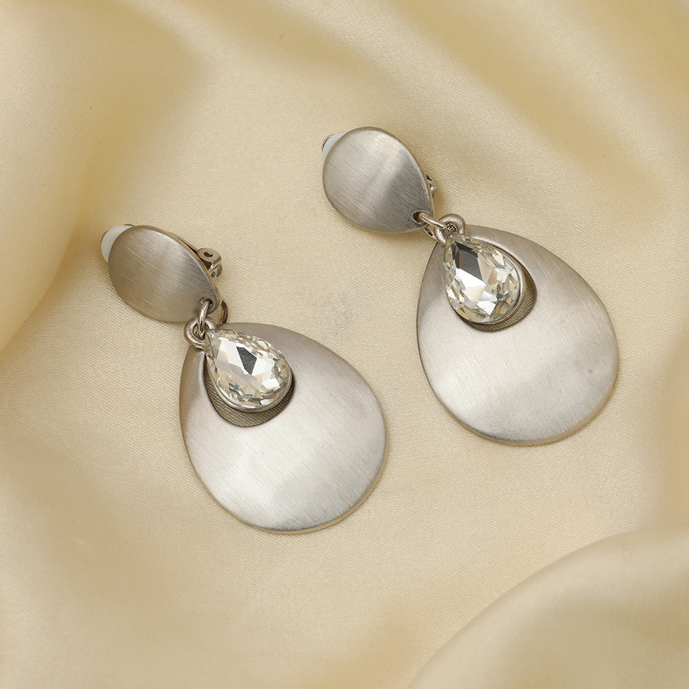 Matte Gold Vintage Clip Drop Earrings for Women Gift for Mom - CIVIBUY