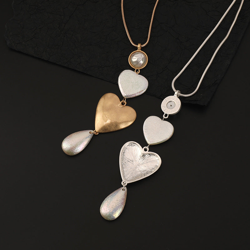 Gold Heart Pendant Necklace Tri Color Heart Charm Necklace - CIVIBUY