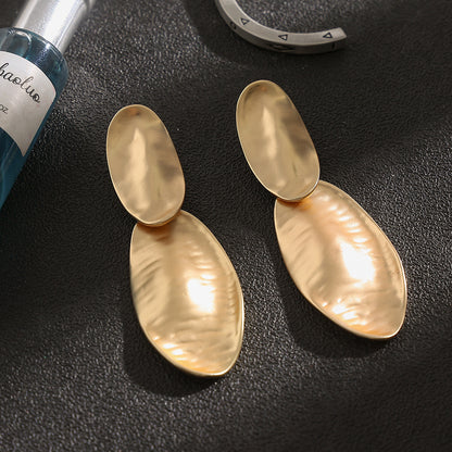 Matte Gold Geometry Clip On Earrings for Women Vintage Square Disc Clip On Dangle Drop Earrings - CIVIBUY