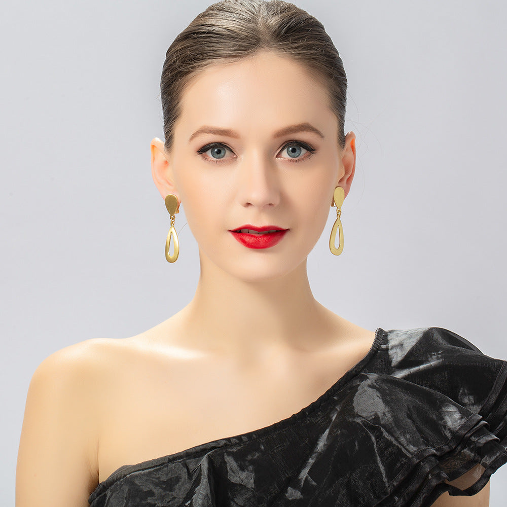 Stainless steel 18k gold plated hoops with rectangle earrings for her - CIVIBUY