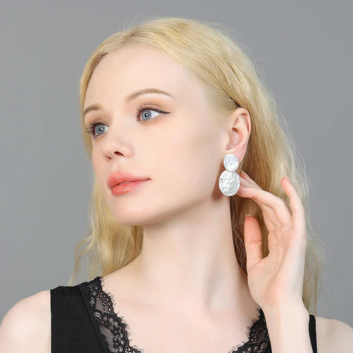 Double Disk Textured Earrings - CIVIBUY