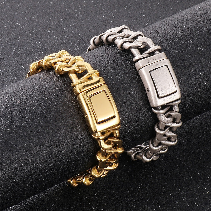 Classic Stainless Steel Chain Link Bracelet Heavy motor Wristband Men's Bracelets - CIVIBUY