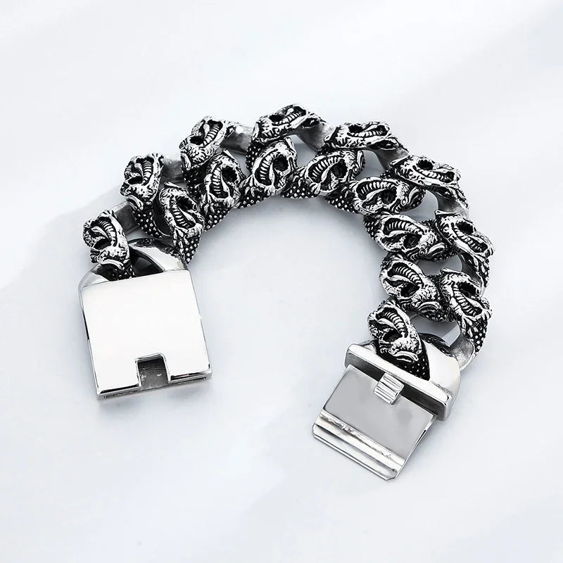 Crusoe Bracelets For Men skull steel bracelet - CIVIBUY