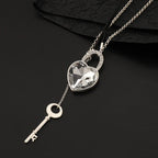 Crystal heart lock necklaces boho ladies chunky Leather necklace for women【wholesale】 - CIVIBUY